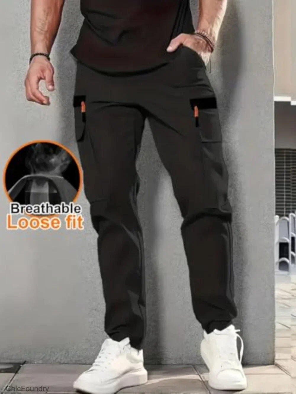Men's Lightweight Hiking Cargo Pants Quick Dry Joggers Elastic Waist Multiple